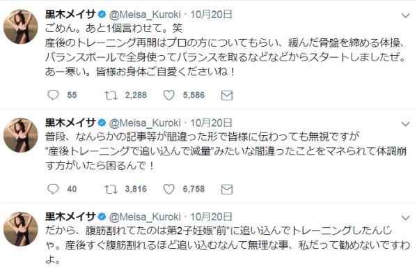 黒木メイサ、産後減量で記事批判ツイート　日刊ゲンダイ「ちゃんと読んで」と困惑