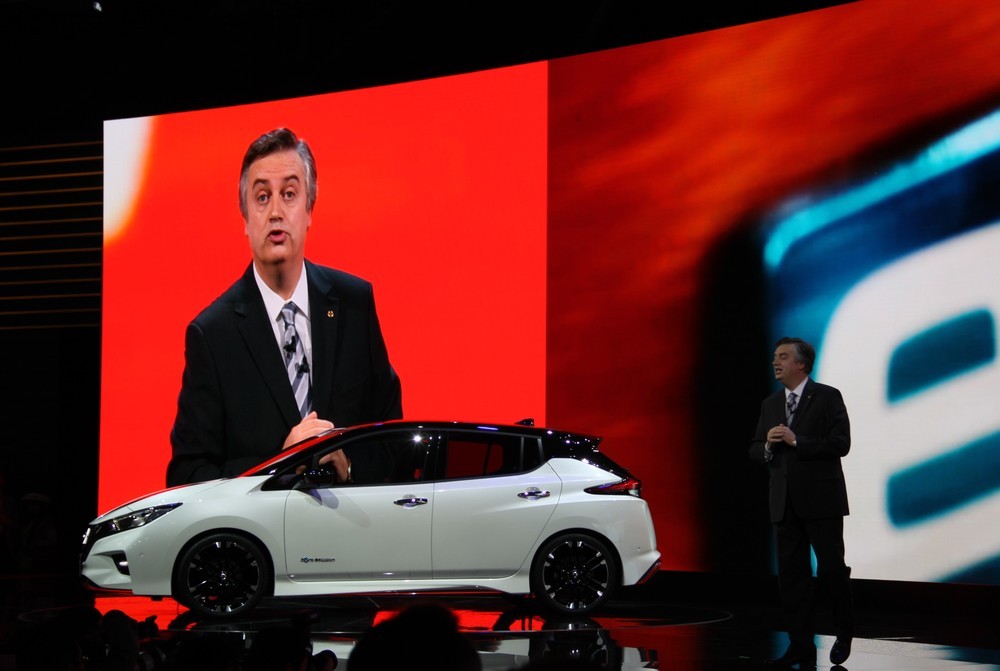 プレゼンテーションを行うスキラッチ副社長（2017年10月25日撮影）