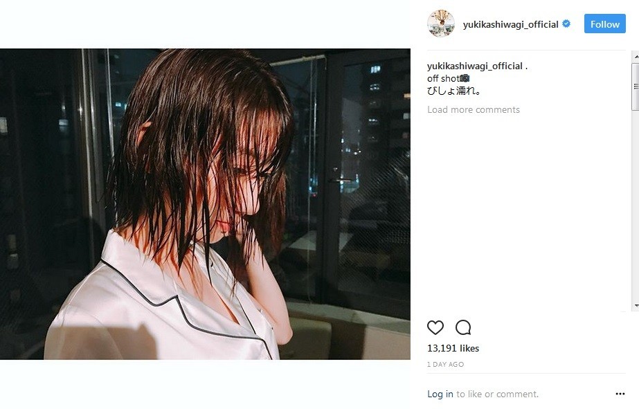 びしょ濡れオフショット（画像は柏木さん公式インスタグラムより）