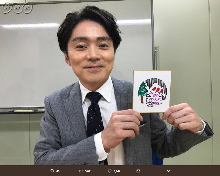 高瀬アナが描いたクリスマスのイラスト（画像はNHK広報局のツイッターより）