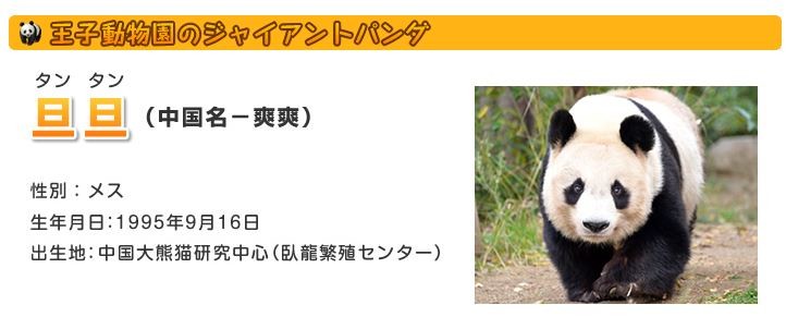 神戸市王子動物園の「タンタン」（神戸市王子動物園の公式ホームページより）
