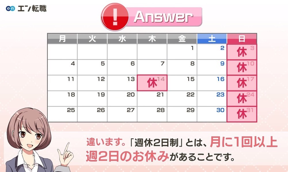 あなたは知ってた？　「週休2日」「完全週休2日」の違い