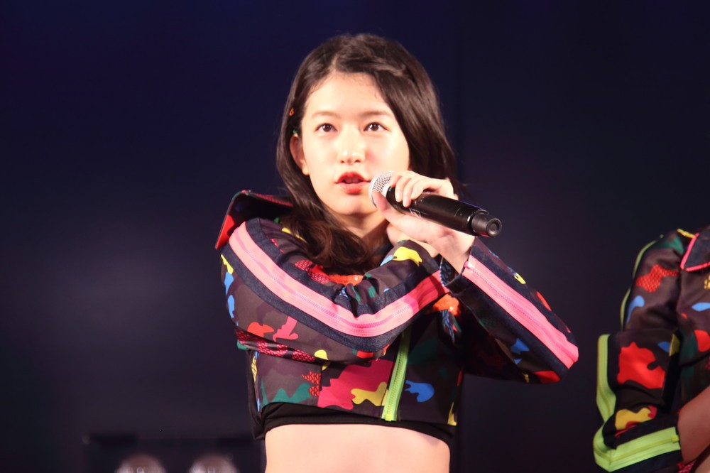 枝野氏の推しメンの竹内美宥（みゆ）さん。80位以内のランクインを目標にしている（2017年7月撮影）