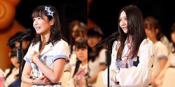 17年の選抜総選挙で8位の惣田紗莉渚さん（左）と14位の古畑奈和さん（右）（2017年6月撮影）