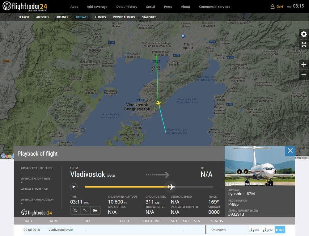 金正恩氏「愛機」謎のウラジオストク行き　これは「9月会談」への布石か