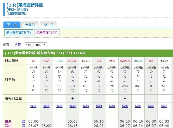 紙の時刻表とほぼ同じフォーマットが特徴（公式サイトより）