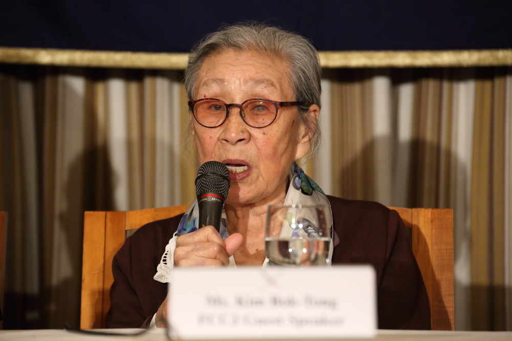 元慰安婦の金福童さん（キム・ボクトン）さん=19年1月死去=。日韓合意には批判的な立場だった（15年5月撮影）