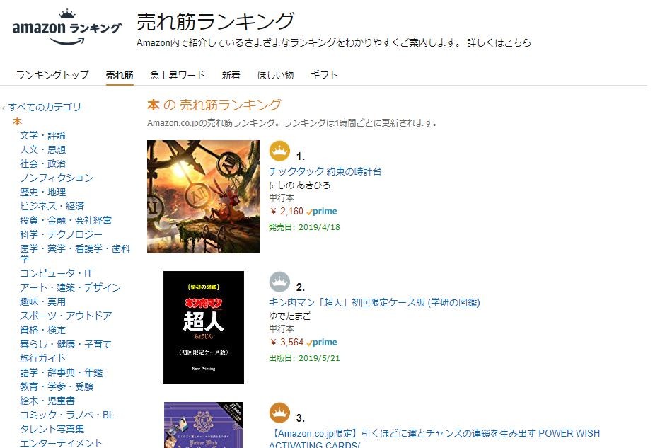 Amazon「本の売れ筋ランキング」より