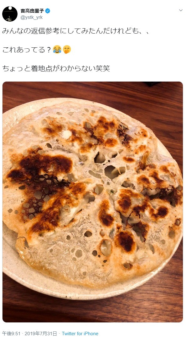 助言を元に作った「羽根つき餃子」。本人的にはちょっと納得いかなかったらしい（ツイッターより）