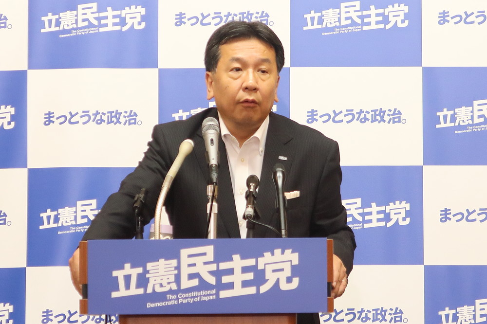 立憲民主党の枝野幸男代表。「改憲勢力」について「定義が難しいところがある」などと述べた