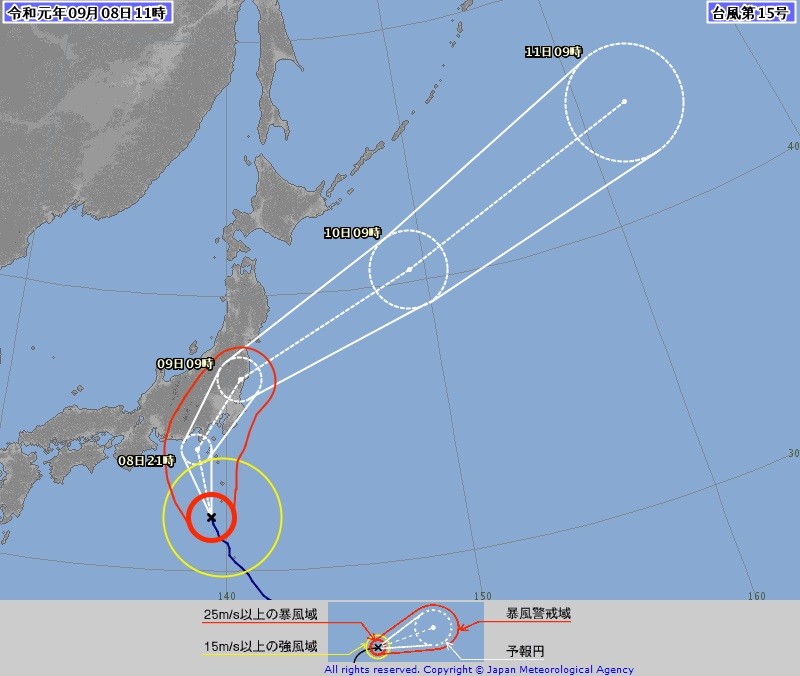 強い台風15号、森田さんが「掛け値無しで危険」「首都圏最悪のコース」と注意喚起