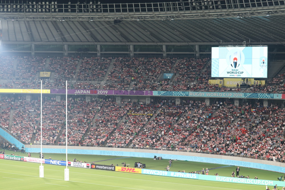 アジア初開催となる「ラグビーW杯2019日本大会」開幕戦、日本代表―ロシア代表。スタジアムは観客で満員となった