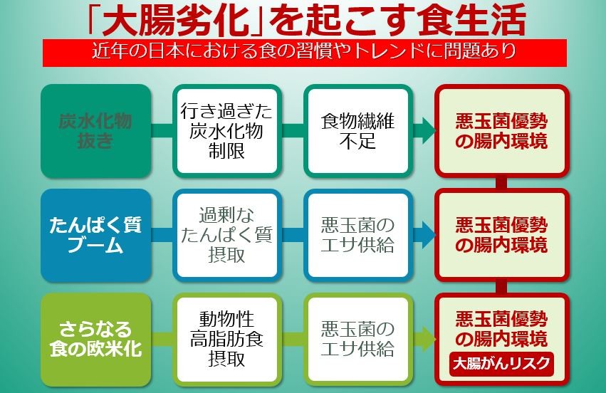 さまざまな原因で日本人の大腸が劣化しているという