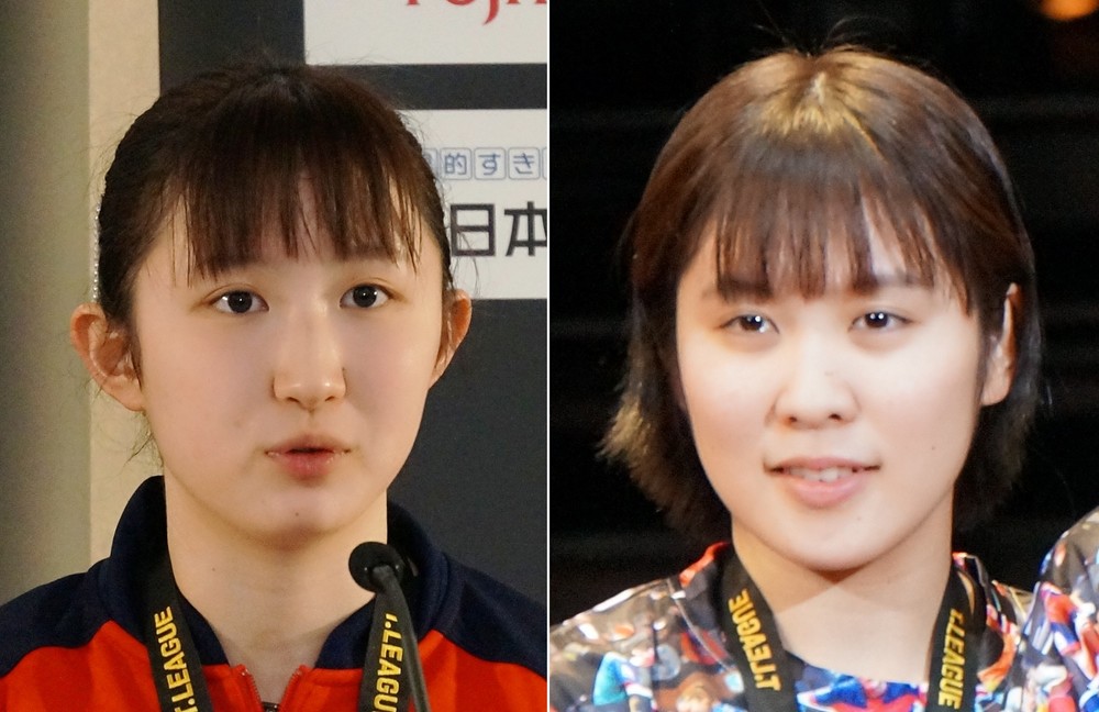 早田ひな選手、平野美宇選手（19年3月撮影）