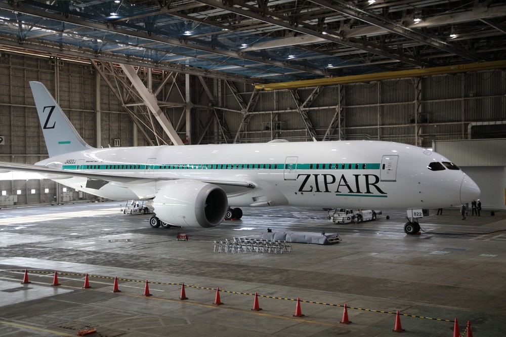 日本航空（JAL）で運航されていたボーイング787-8型機を改装した。垂直尾翼にシンボルマークの「Z」を入れた。機体側面にはグリーンのラインを入れて、ブランドの語源のひとつでもある、矢が素早く飛ぶ様子（ZIP）を表した。
