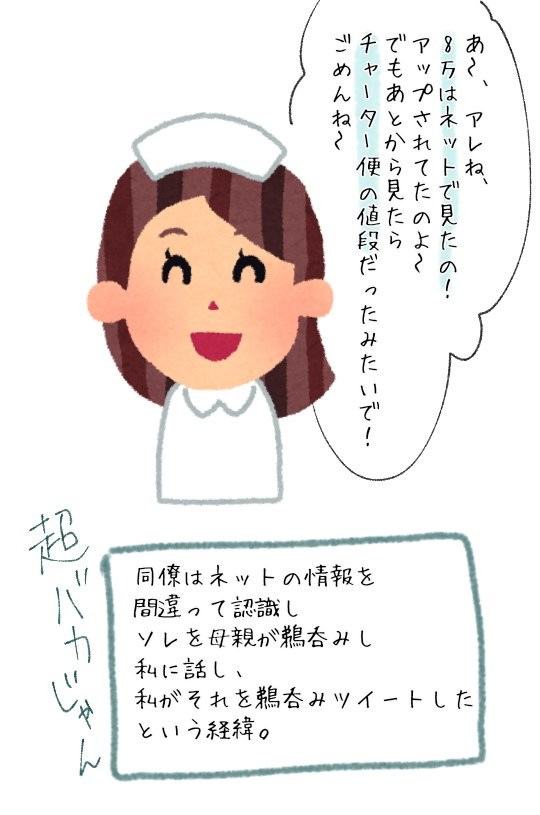 「自己負担8万のデマの真相」として説明のため投稿した画像4枚目（投稿者提供）