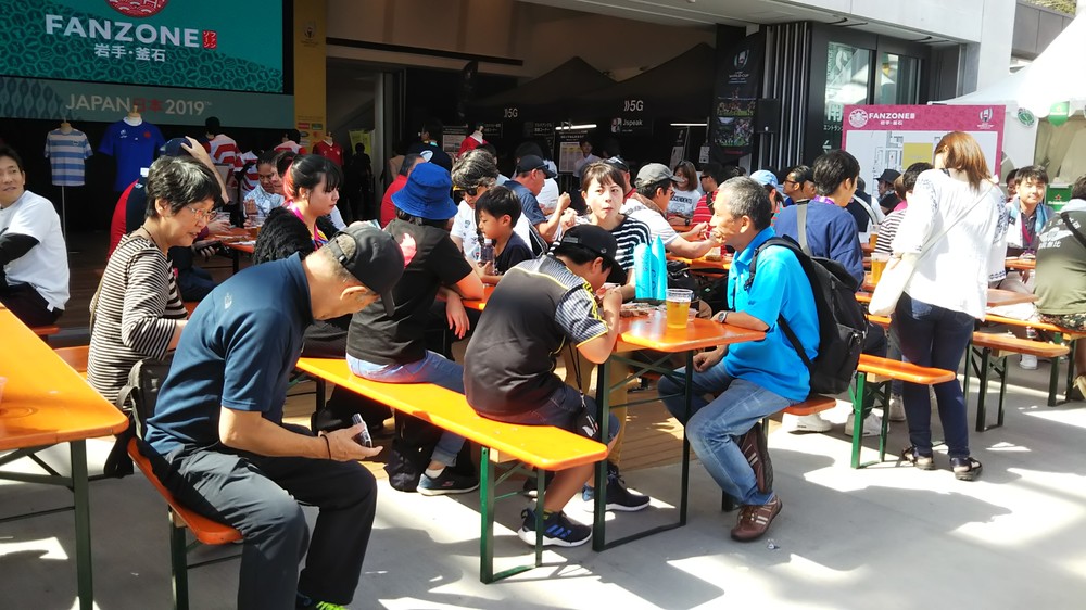 W杯期間中、ファンゾーンは多くの人でにぎわった（写真提供：釜石市）