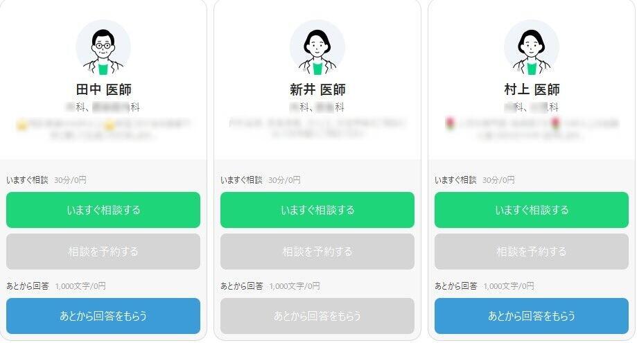 医師のプロフィール一覧（編集部で一部加工）