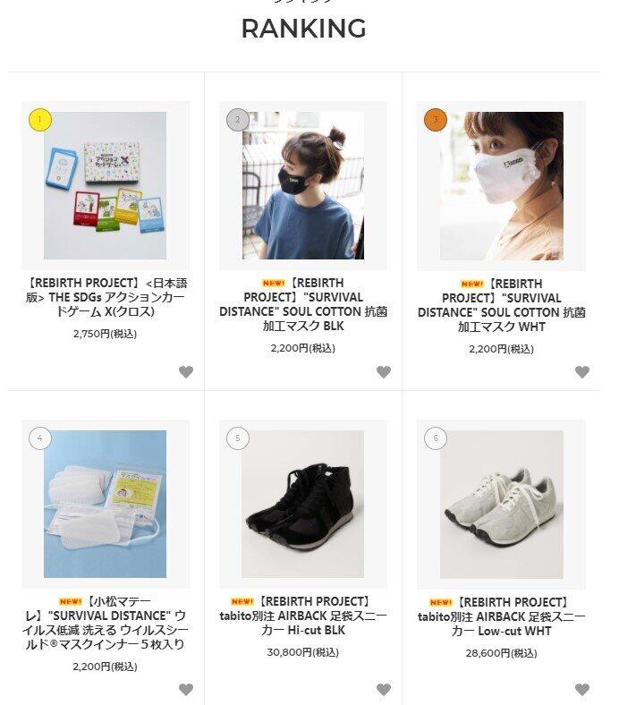 リバースプロジェクトのオンラインショップで販売する商品