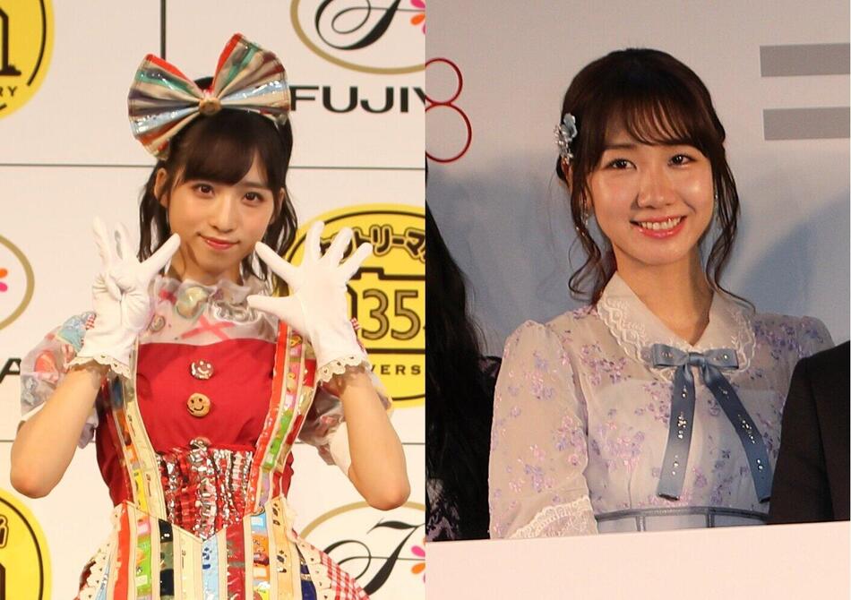 AKB48の小栗有以さん（左）と柏木由紀さん（右）。それぞれ火曜日、水曜日の番組に出演している