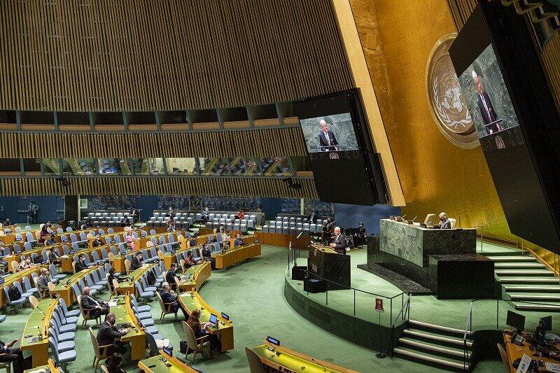 9月26日の「核兵器の全面的廃絶のための国際デー」に合わせて開かれた国連総会のハイレベル会合では、条約批准を表明する国が相次いだ（UN Photo/Rick Bajornas）