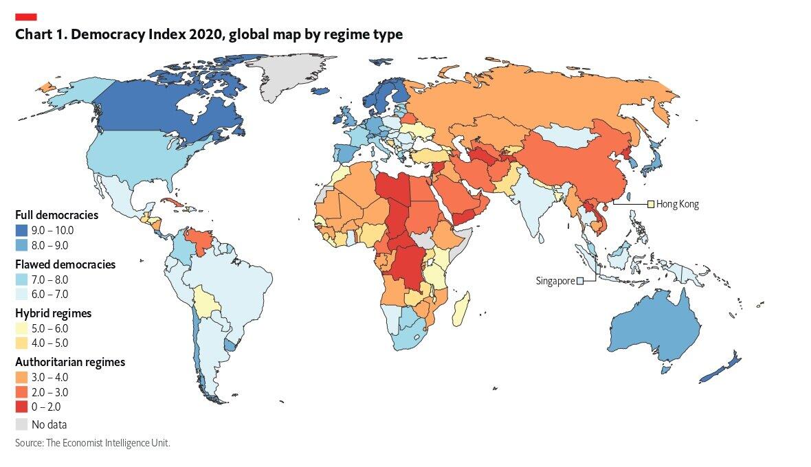 日本の「民主主義度」は世界で21位　英機関がランキング発表...台湾や韓国の結果は？