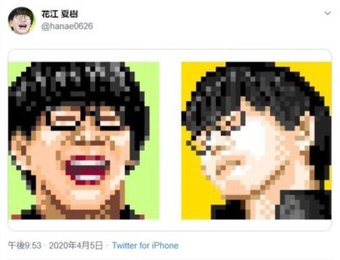 花江夏樹さんがツイッターに以前（2020年4月5日）投稿した、自身の「似顔絵」アイコン画像（花江さんツイッターより）