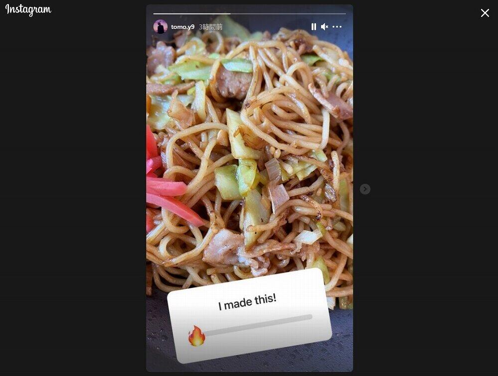 山下智久さんがインスタグラムで披露した焼きそば