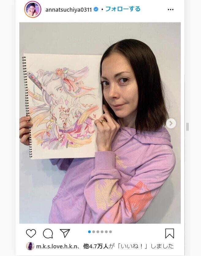 土屋アンナ、絵うますぎ！　「鬼滅」禰豆子の色鉛筆画に絶賛「クオリティ高すぎてびっくり」