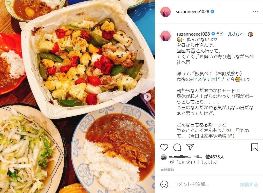 スザンヌさんのインスタグラム（＠suzanneeee1028）より