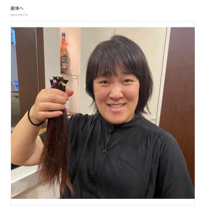 ショートヘアになった白鳥さん（ブログより）