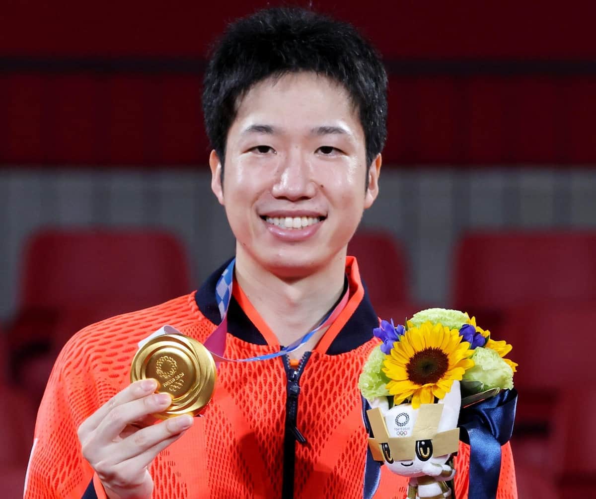 東京五輪の卓球混合ダブルスで金メダルを獲得した水谷隼選手（写真：西村尚己/アフロスポーツ）
