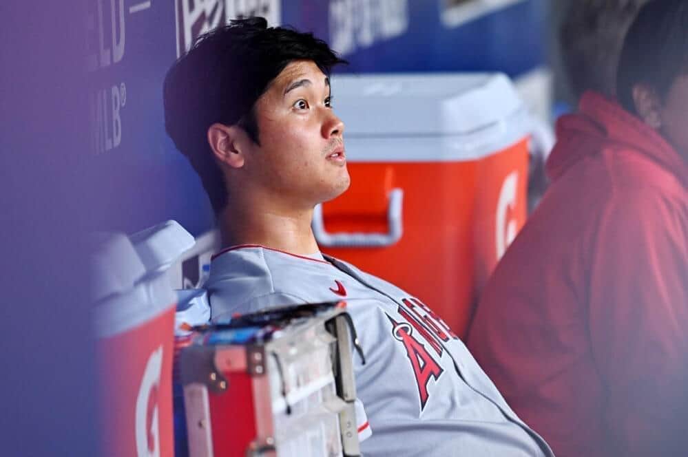 試合直後には生えていた大谷翔平選手の「ヒゲ」（写真：USA TODAY Sports/ロイター/アフロ）
