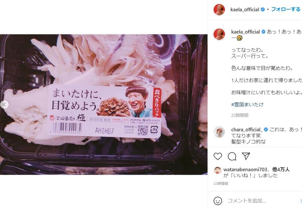 木村カエラさんのインスタグラム（＠kaela_official）より