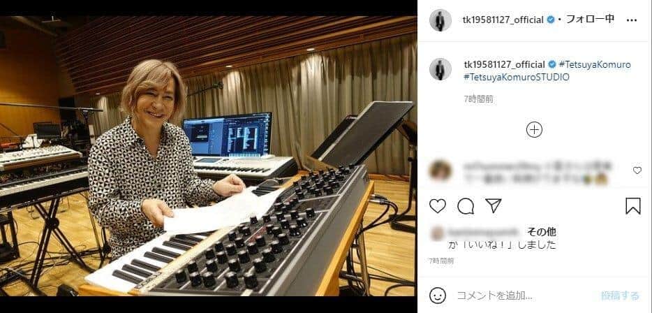 小室哲哉、スタジオでのニッコリ写真に反響　「TM NETWORK」再始動に意欲十分