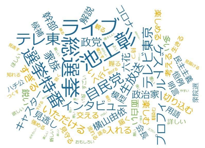 #池上選挙を含むツイートのワードクラウド（Flourishより） 