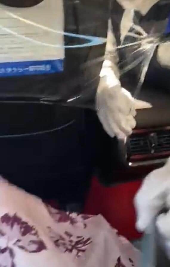 バッグをつかむ（画像：乗客女性提供）