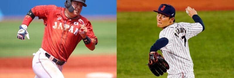 2021東京五輪代表でのオリックスのエース山本とヤクルトの主軸村上。第6戦はどんな展開になるか（写真：長田洋平/アフロスポーツ／AP/アフロ）
