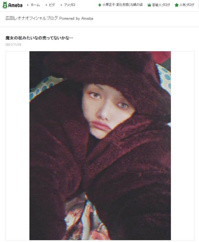 広田レオナさんのブログ11月28日投稿より
