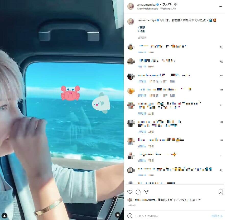 梅宮アンナさんのインスタグラム（＠annaumemiya）10月29日の投稿より