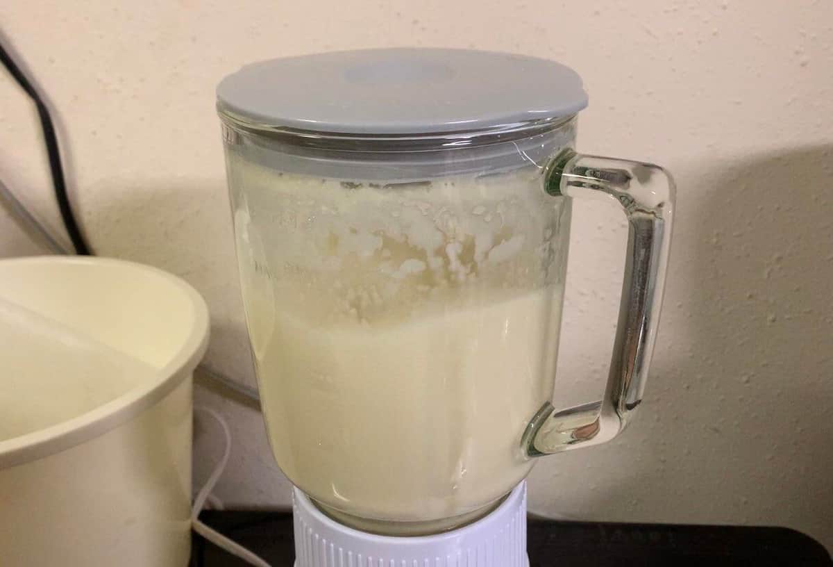 イモに水を加えてミキサーにかけた