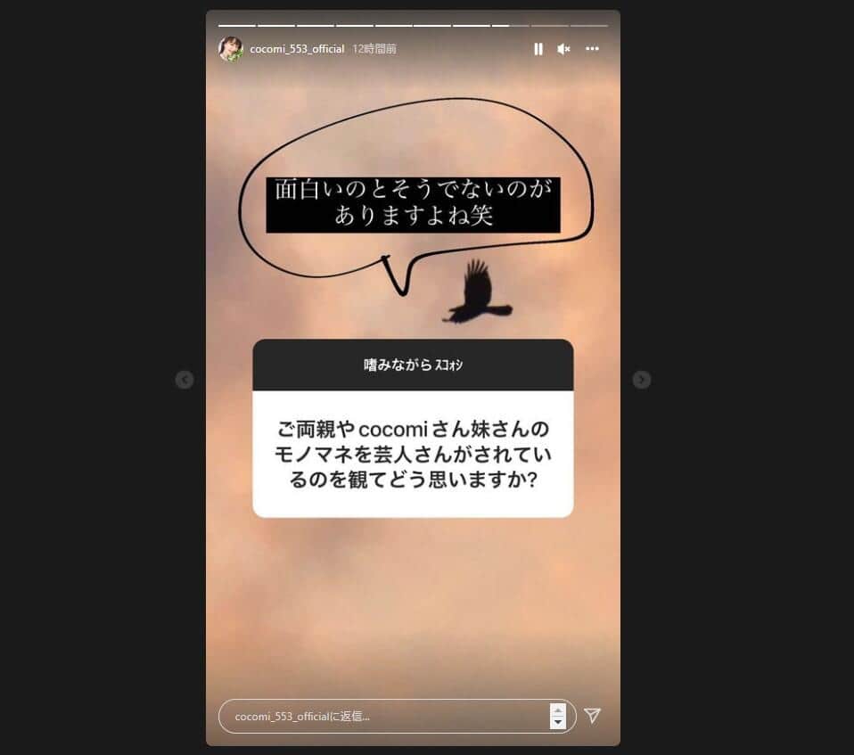 Cocomiさんのインスタグラム（＠cocomi_553_official）より