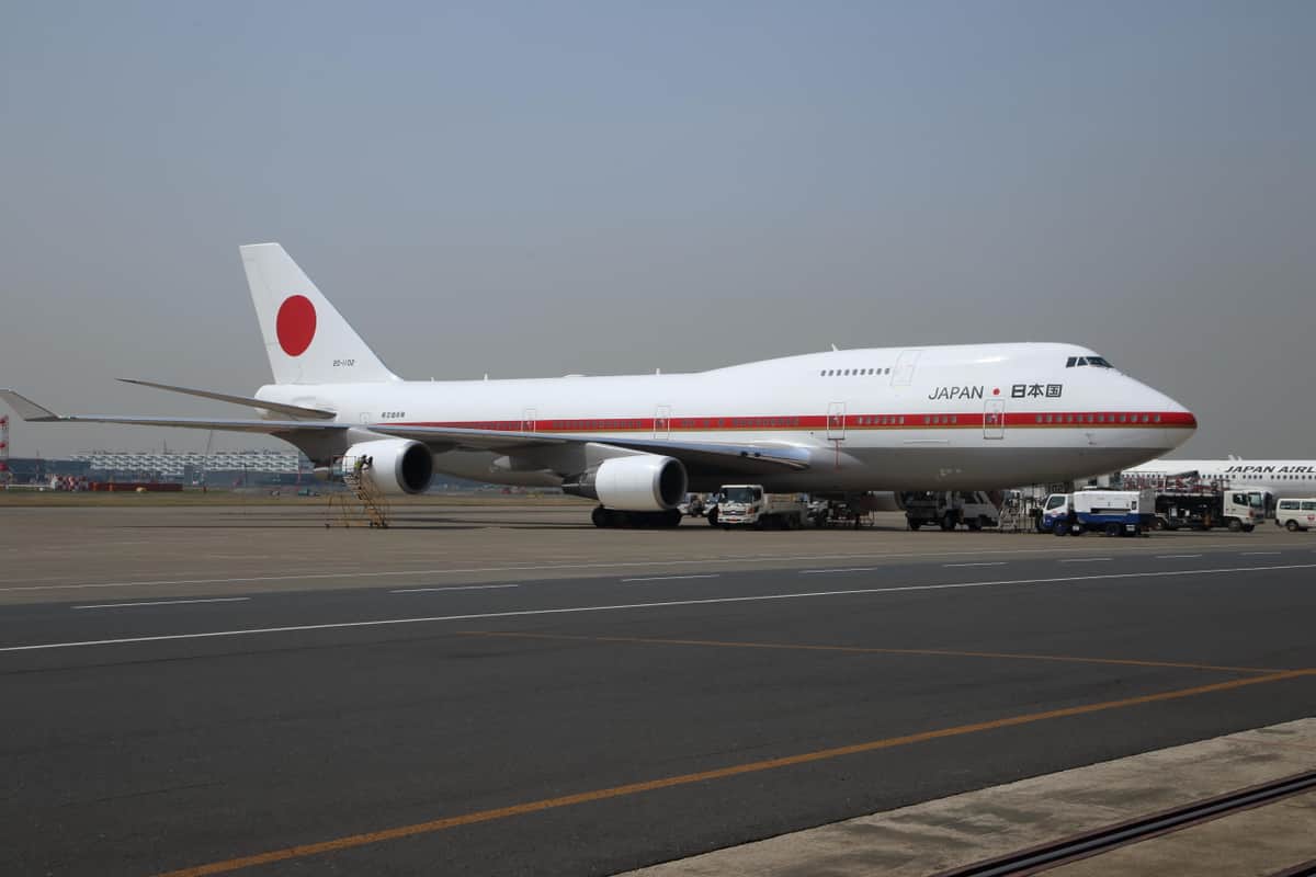 政府専用機の2号機として活躍していた頃のボーイング7474-400型機。19年に退役した（2018年撮影）