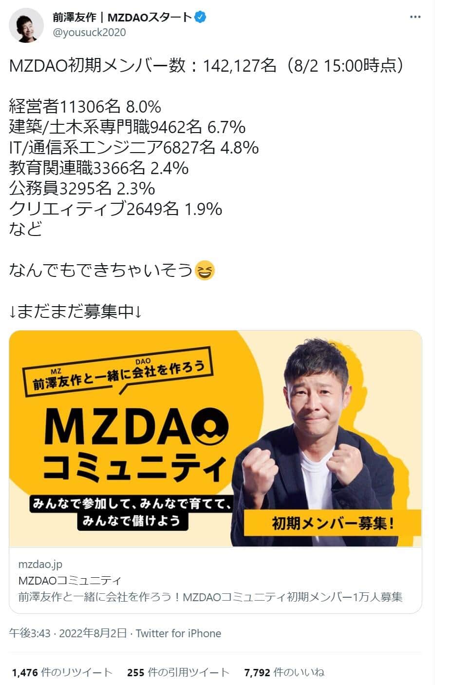 前澤氏のツイッターより