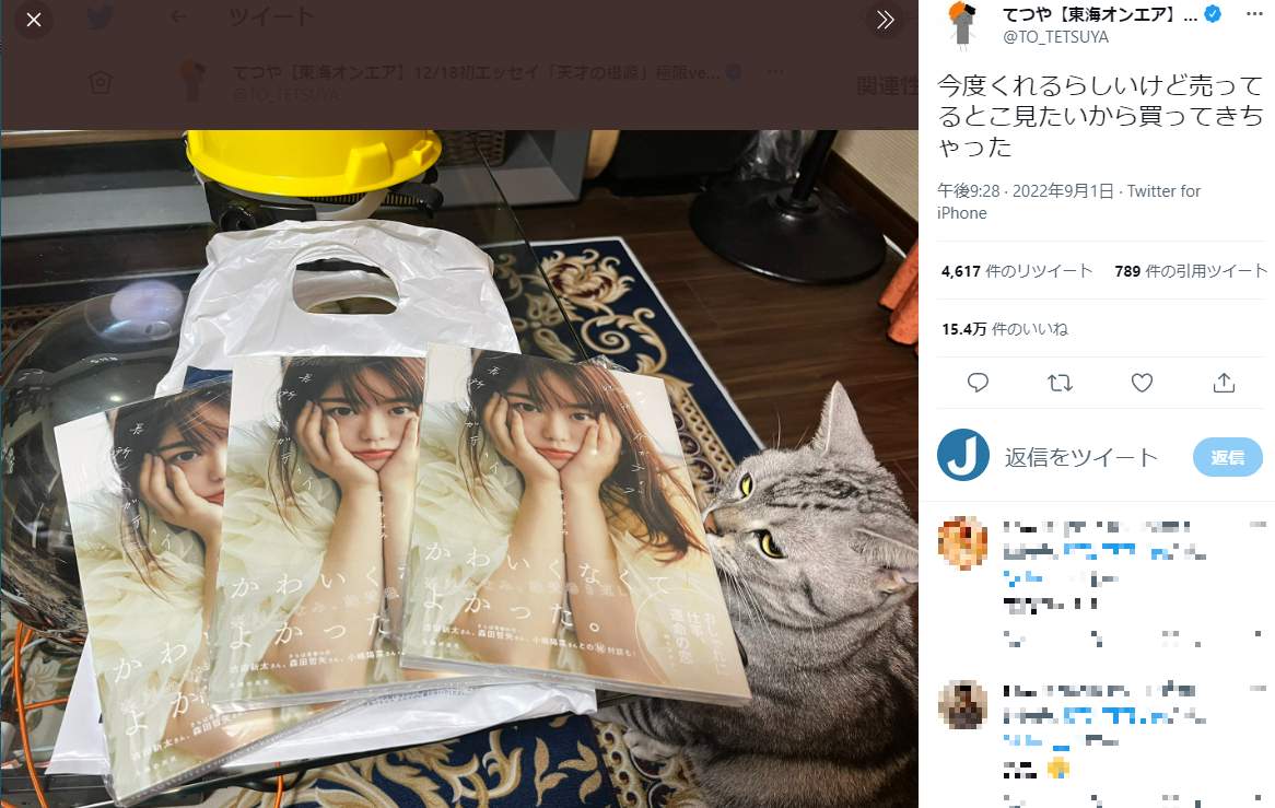 東海オンエア・てつやさんのTwitterより（@TO_TETSUYA）（一部加工）