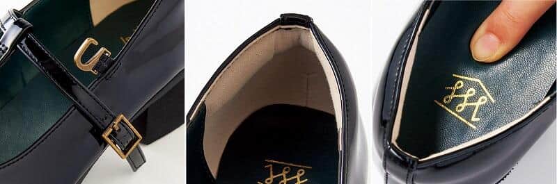 音が響きにくいエナメルＴストラップシューズ