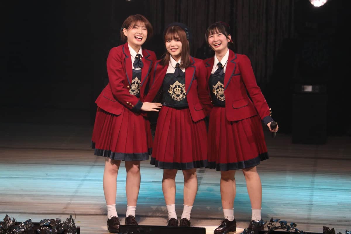 優勝したNGT48のユニットは、自由曲としてLittle Glee Monsterの「好きだ。」を披露した。左から三村妃乃さん、清司麗菜さん、新井りりのさん