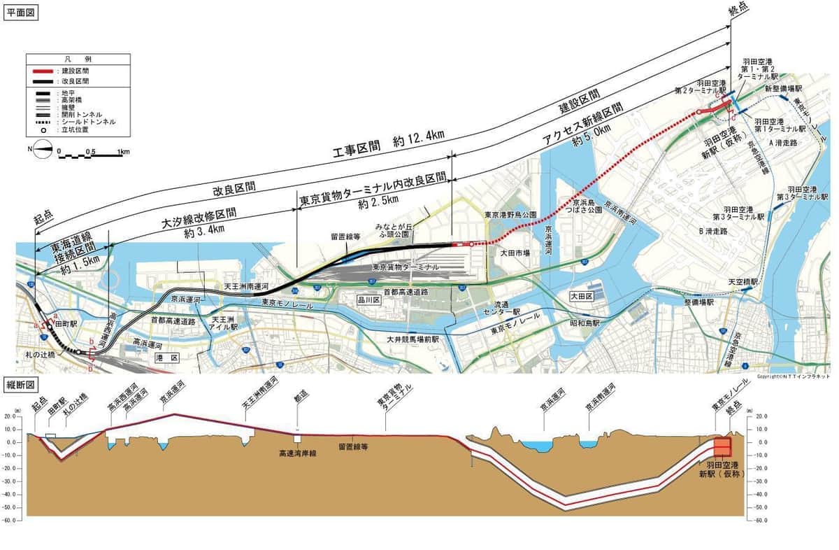 「羽田空港アクセス線」（仮称）の工事区間は12.4キロにおよぶ（写真はJR東日本の発表資料から）