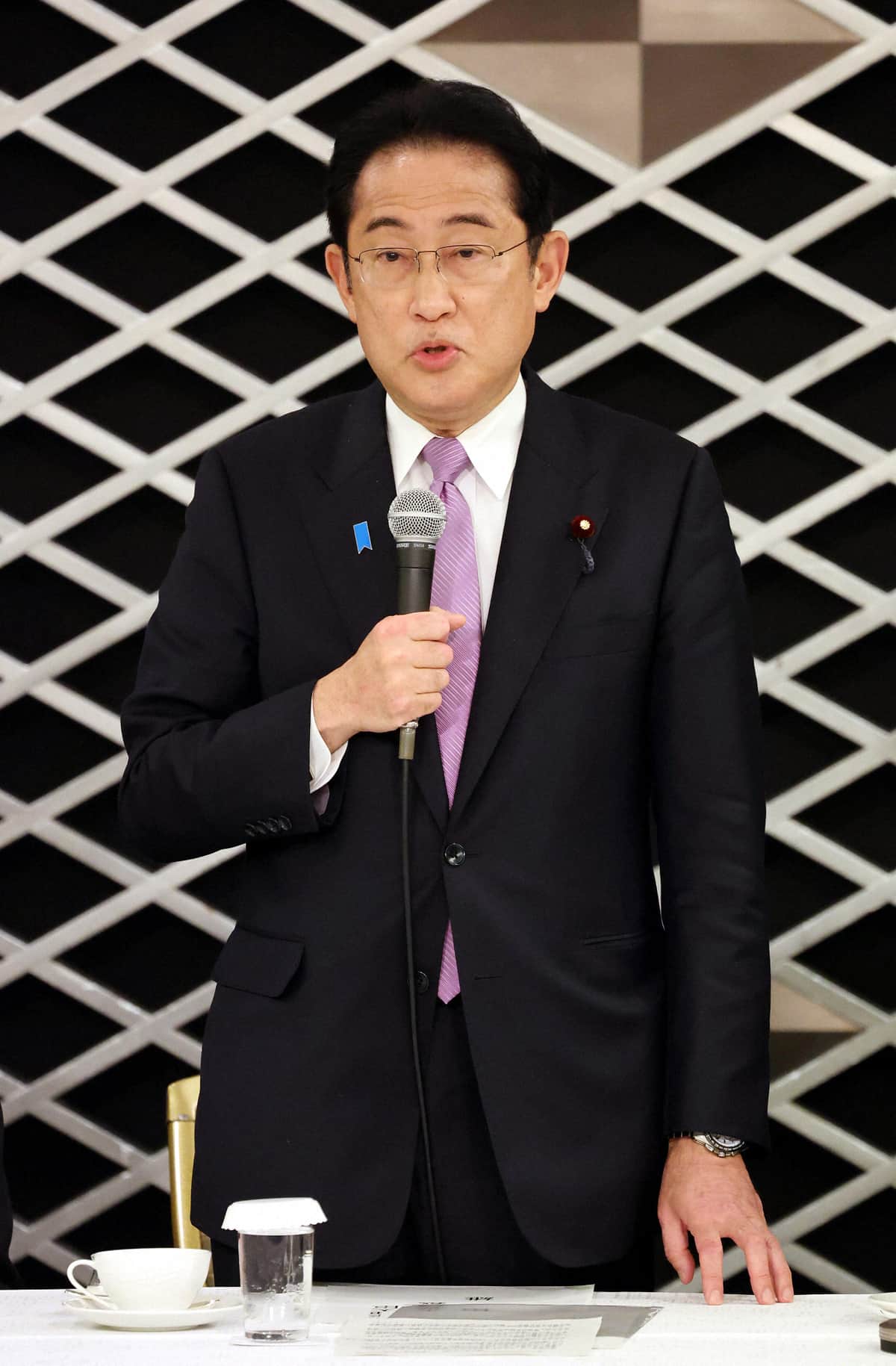 4月25日の憲法改正実現本部の会合であいさつする岸田文雄首相（写真：毎日新聞社/アフロ）