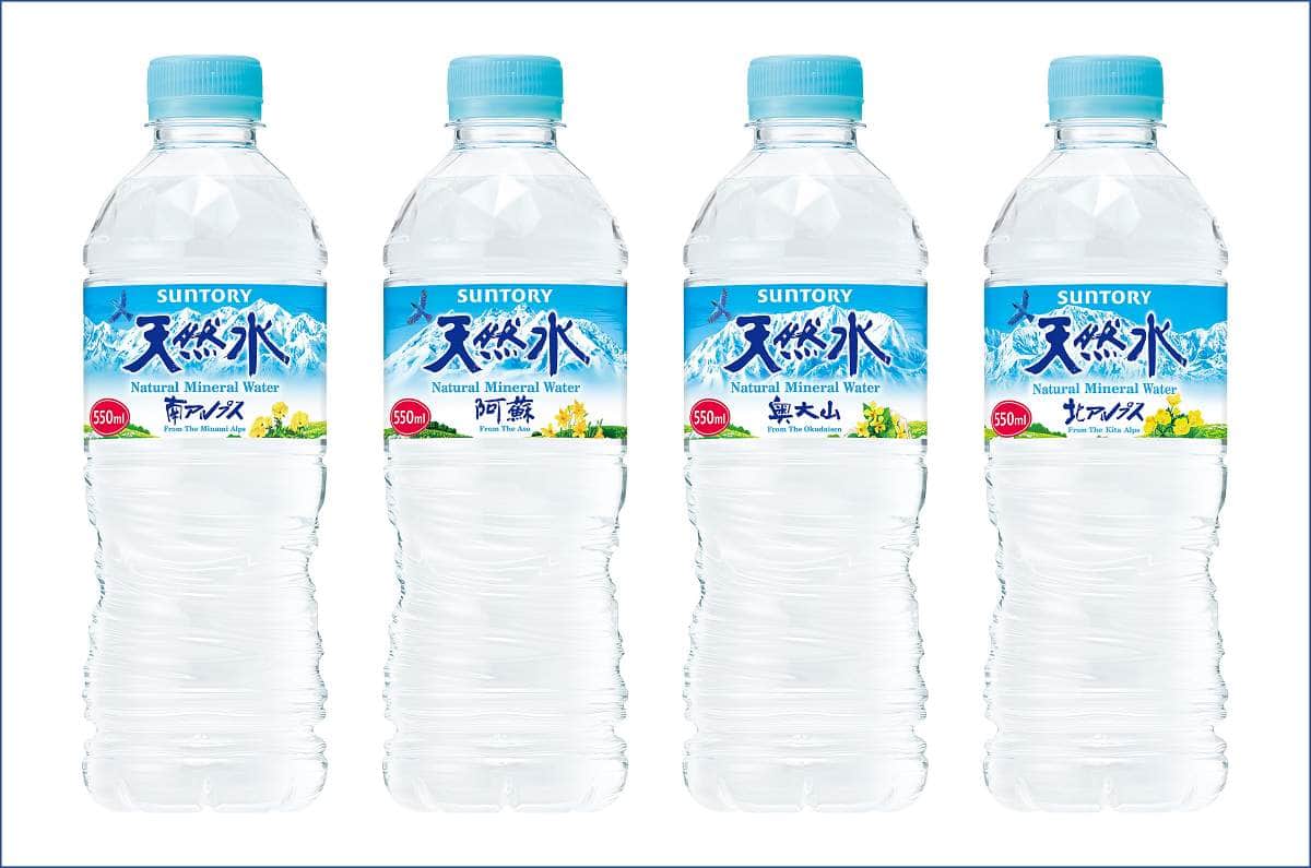 全4種類のサントリー天然水（サントリー食品インターナショナル提供／編集部加工）